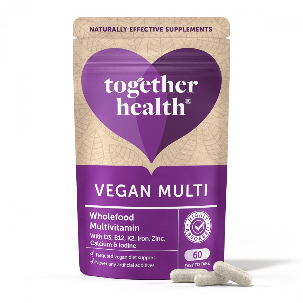 Together Health Vegan Multi Wholefood Multivitamin with D3, B12, K2, Iron, Zinc, Calcium & Iodine 60's by Together Health