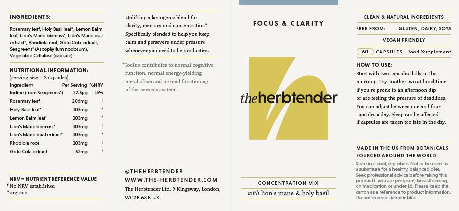 The Herbtender  Focus & Clarity 60's