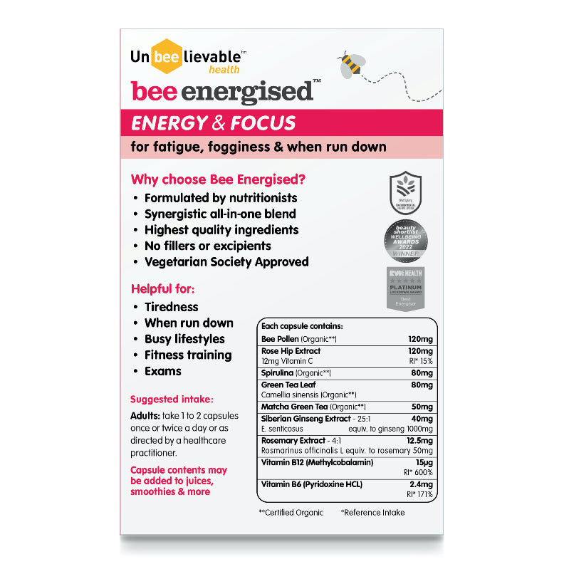 Unbeelievable  bee energised Energy & Focus 20's