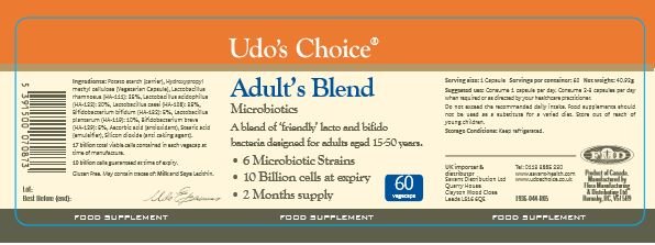Udo's Choice Adult's Blend Microbiotics 60's by Udo's Choice