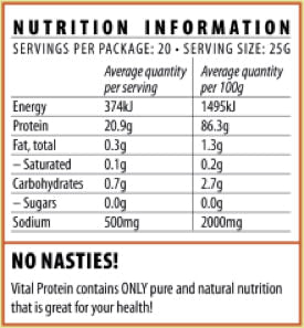 Vital Health  Vital Protein (Pea Protein) Unflavoured 500g