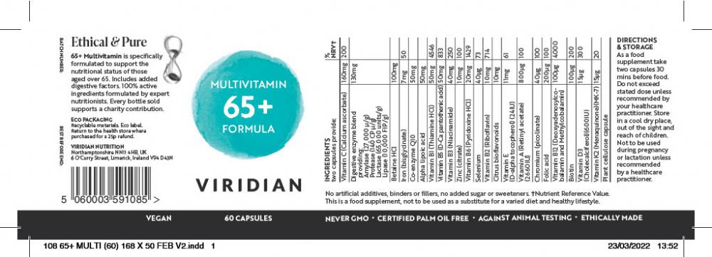 Viridian  Multivitamin 65+ Formula 60's