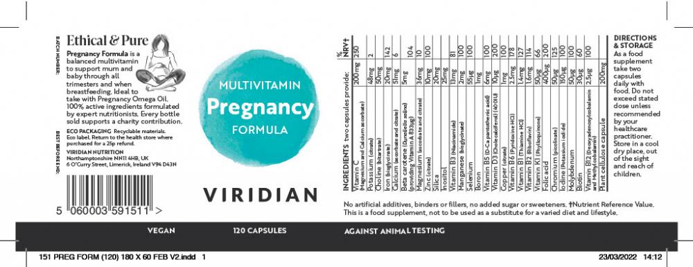 Viridian  Multivitamin Pregnancy Formula 120's