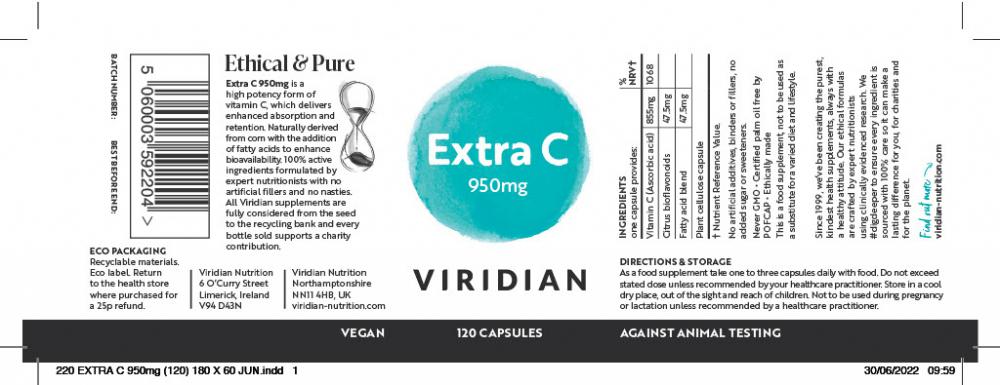 Viridian  Extra C 950mg 120's