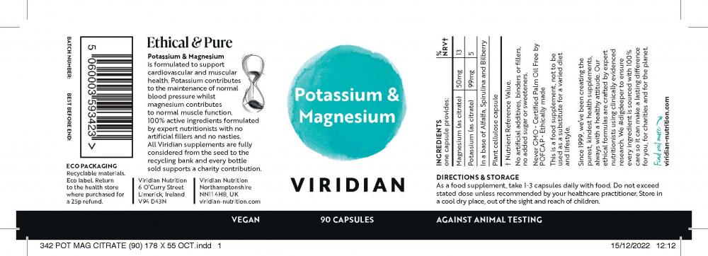 Viridian  Potassium & Magnesium 90's