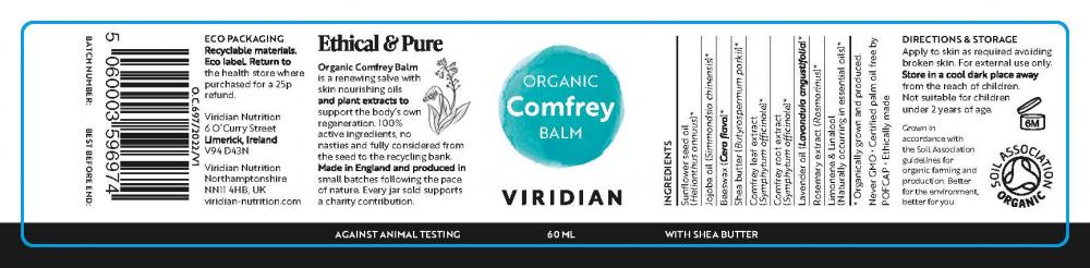 Viridian Organic Comfrey Balm 60ml by Viridian