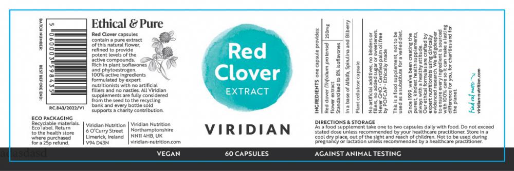 Viridian  Red Clover Extract 60's