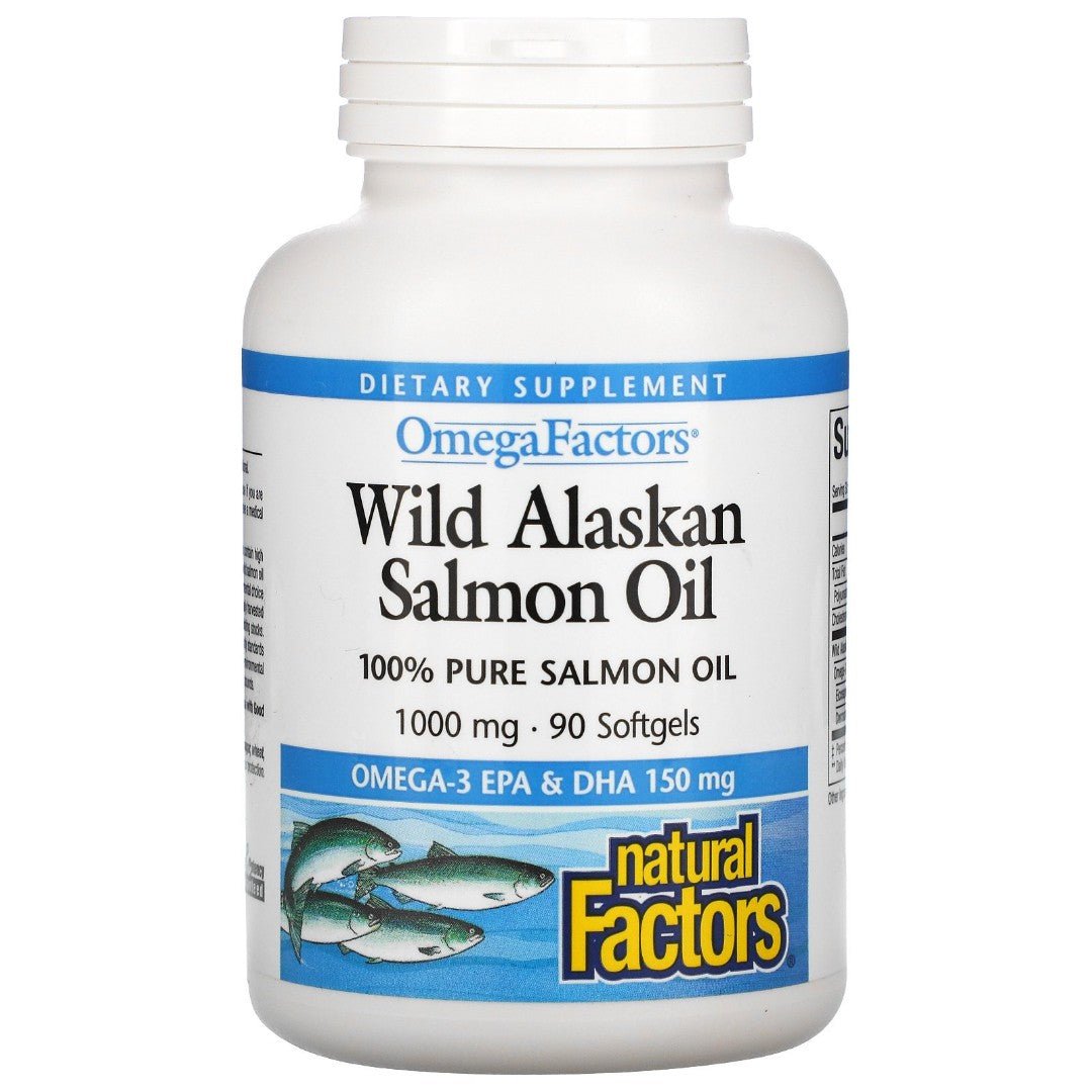 Omega Factors Wild Alaskan Salmon Oil 1000mg, 90 Softgels - Natural Factors by Natural Factors