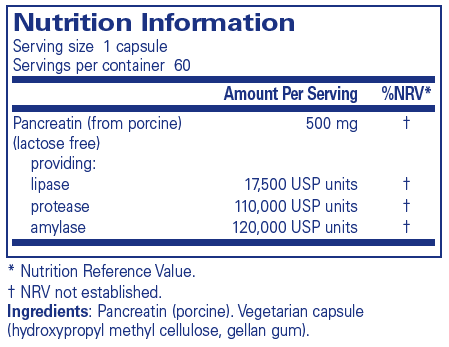 Pancreatic Enzyme Formula - 60 Capsules | Pure Encapsulations